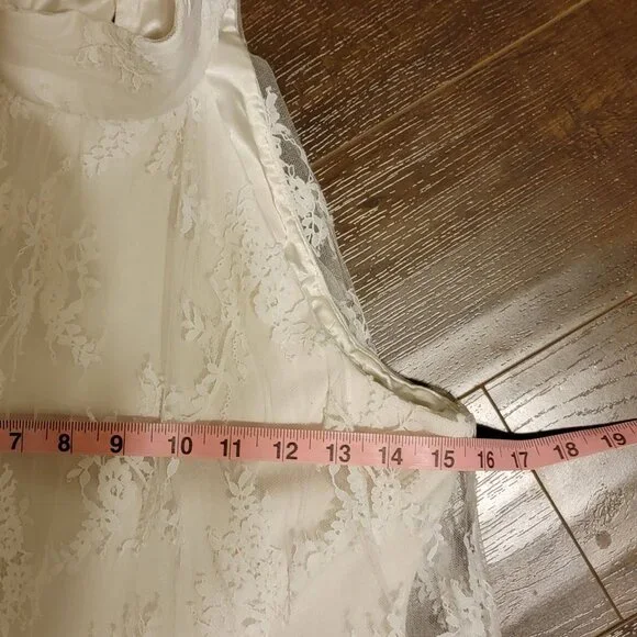 BHLDN Lace Halter Ruffle Peekaboo Maxi Dress Wedding Whimsical Romantic Womens S - Picture 4 of 10